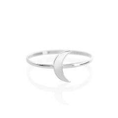 Dainty Sterling Silver 14K Gold Minimalist Crescent Half Moon Ring