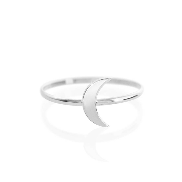 Dainty Sterling Silver 14K Gold Minimalist Crescent Half Moon Ring