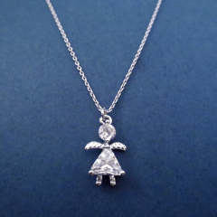 Cute Design Sterling Silver Cubic Zirconia Angel Necklac for Girls