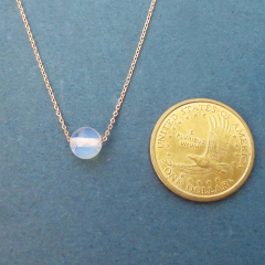 Dainty Sterling Silver Rose Gold Plated Moonstone Ball Necklace