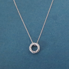 Sterling Silver Pink Gold Karma Triple Ring Necklace