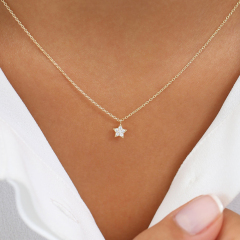 Petite Sterling Silver Cubic Zirconia Tiny Star Choker Necklace