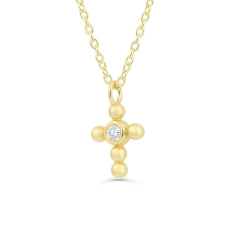 Dainty Sterling Silver Solitaire Mini Cross Necklace