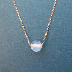 Dainty Sterling Silver Rose Gold Plated Moonstone Ball Necklace