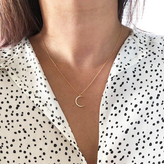 Minimalist Sterling Silver Celestial Star, Moon and Sun Necklace