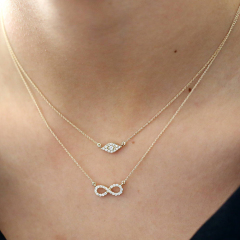 Sterling Silver Cubic Zirconia Good Luck Evil Eye Necklace
