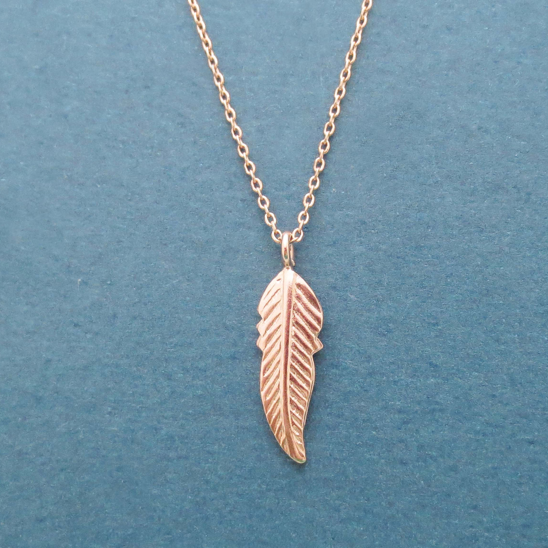 Sterling Silver Rose Gold Leaf Necklace for Women