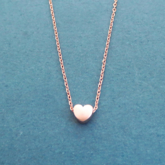 Cute Design Sterling Silver Rose Gold Mini Love Heart Necklace for Lovers