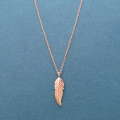 Sterling Silver Rose Gold Leaf Necklace for Women