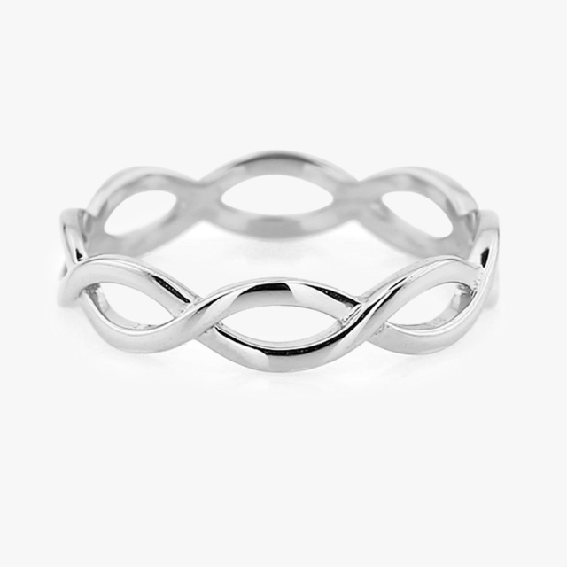 Sterling Silver Plain Infinity Wedding Band Ring for Women