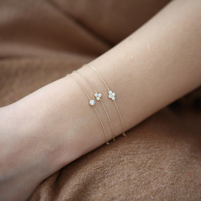 14K Yellow Gold Plated Sterling Silver Bezel Setting CZ Dainty Bracelet
