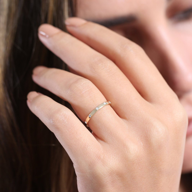 Sterling Silver Rose Gold Promise Wedding Band Ring