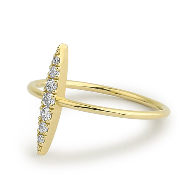 Dainty Elongated Micro Pave Stackable Bar Ring