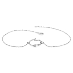 14K Gold Sterling Silver Cubic Zirconia Tiny Hamsa Hand Bracelet
