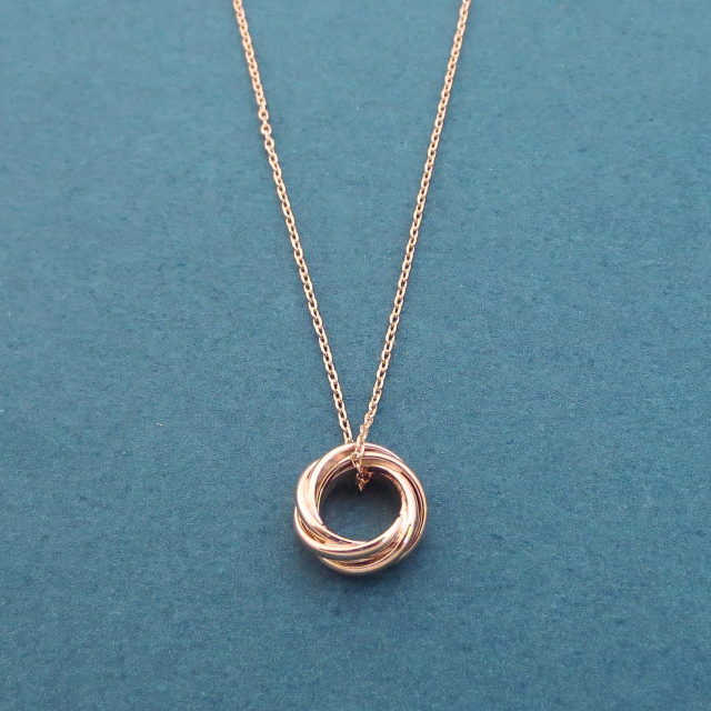 Sterling Silver Pink Gold Karma Triple Ring Necklace