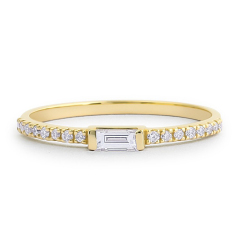 Sterling Silver Thin Stacking Engagement Ring with Baguette CZ Ring