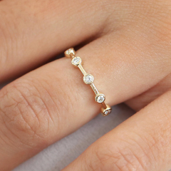 Sterling Silver Bezel Setting Round Cut Full Eternity Stackable Band Ring