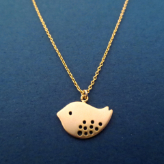 Animal Jewelry Sterling Silver 14K Yellow Gold Bird Necklace
