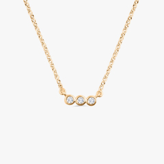 Bezel Setting Trio Dainty Cubic Zirconia Necklace in 925 Silver
