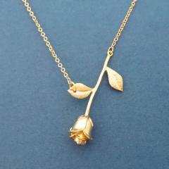 Beautiful Sterling Silver Rose Flower Necklace Gift Jewelry