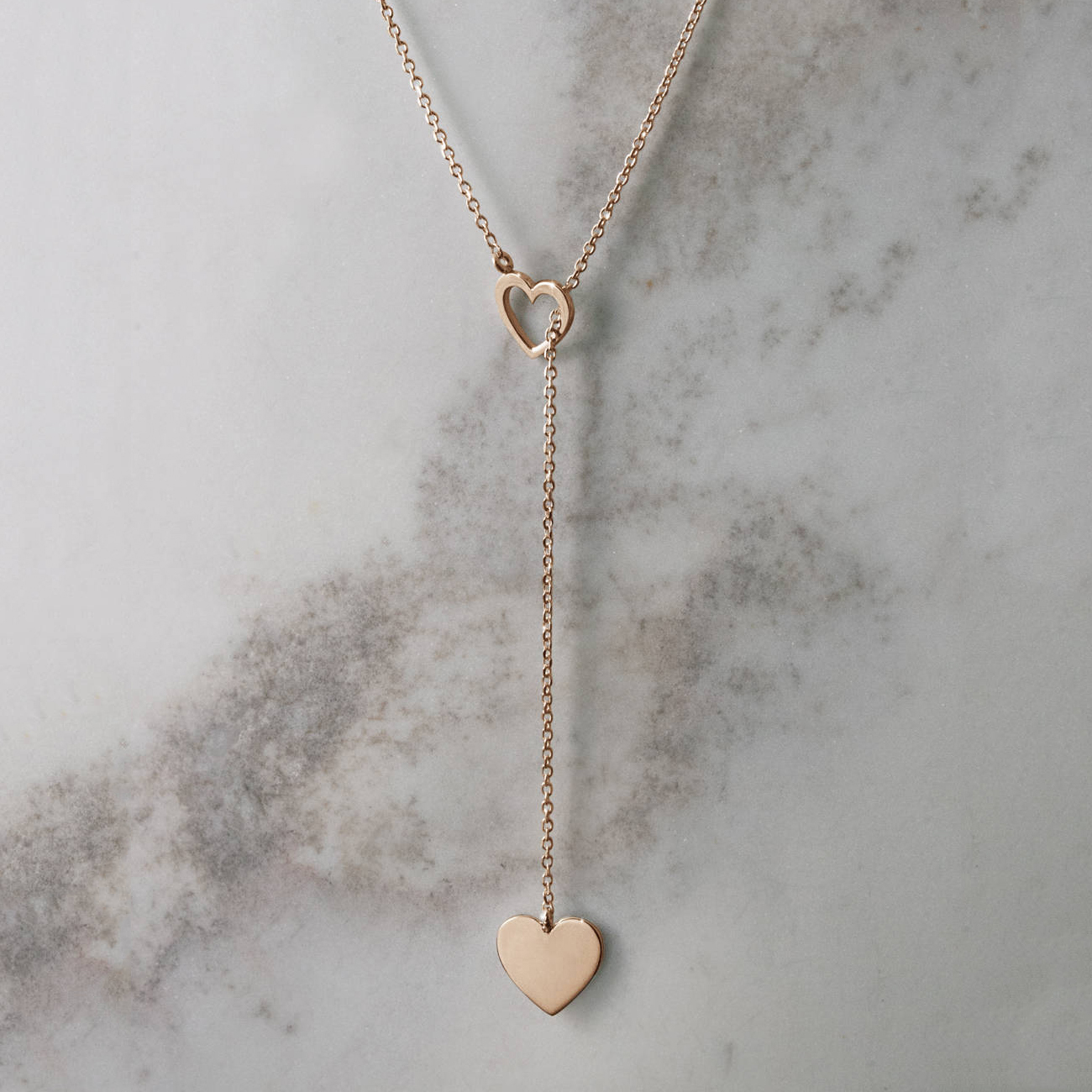 Landou Jewelry High Polish Sterling Silver Double Heart Lariat Necklace