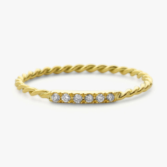 Dainty Sterling Silver Micro Pave Twisted Stacking Wedding Band Ring