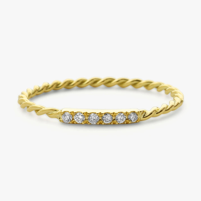 Dainty Sterling Silver Micro Pave Twisted Stacking Wedding Band Ring