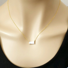 Beautiful Design Sterling Silver Square Cubic Zirconia Sparkling Necklace