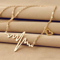 Landou Jewelry Sterling Silver Heartbeat Necklace