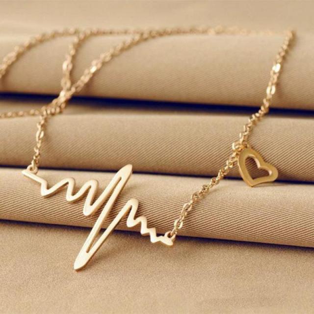 Landou Jewelry Sterling Silver Heartbeat Necklace