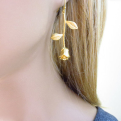 Beautiful Rose Gold Sterling Silver Rose Flower Earrings for Birthday Gift