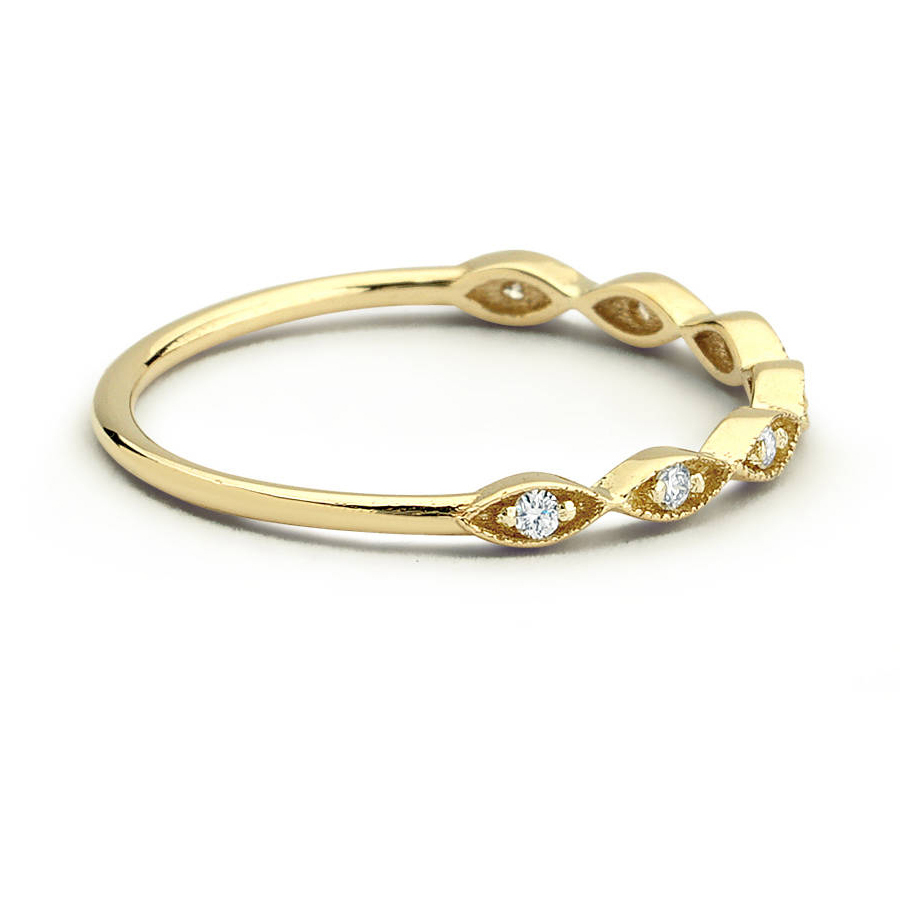 Petite Sterling Silver Pave Set Milgrain Matching Wedding Band Ring