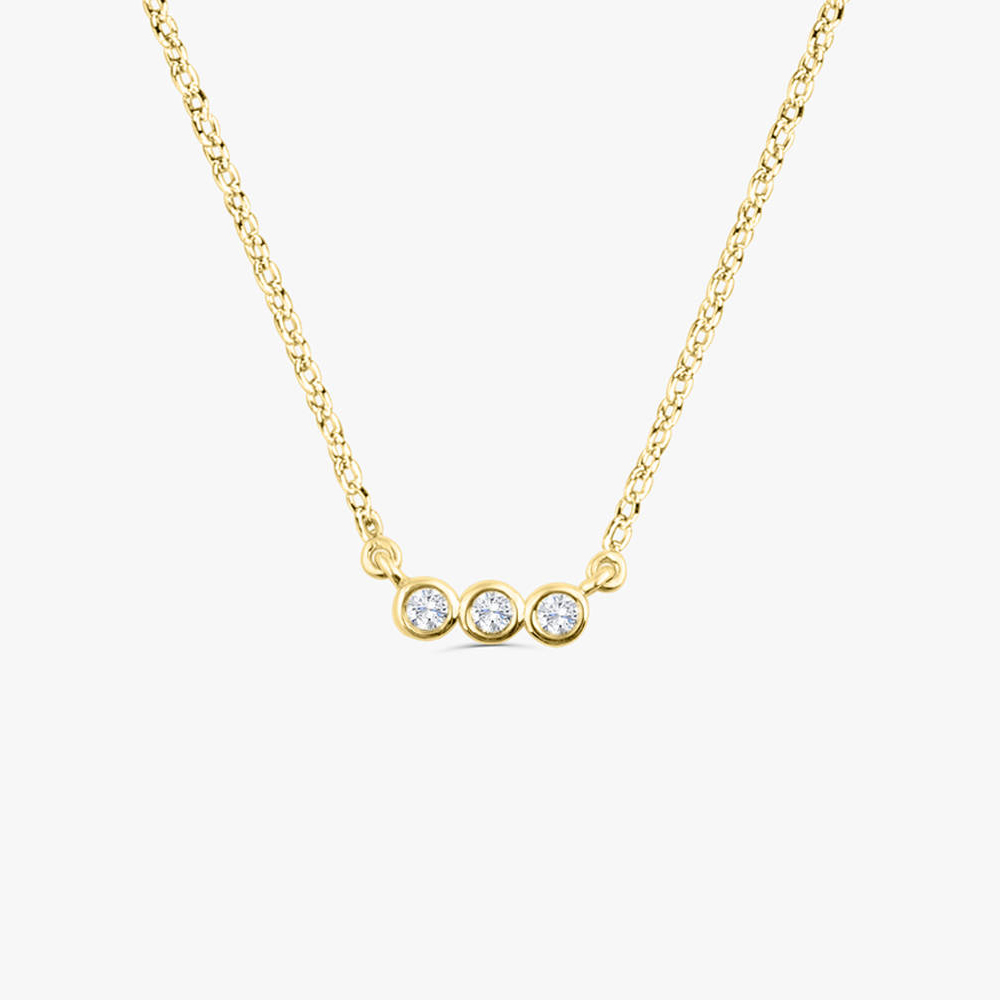 Bezel Setting Trio Dainty Cubic Zirconia Necklace in 925 Silver