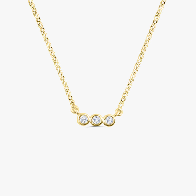 Bezel Setting Trio Dainty Cubic Zirconia Necklace in 925 Silver