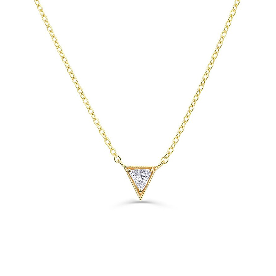 Dainty Sterling Silver Triangle Cut Solitaire CZ Necklace for Women