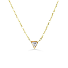 Dainty Sterling Silver Triangle Cut Solitaire CZ Necklace for Women