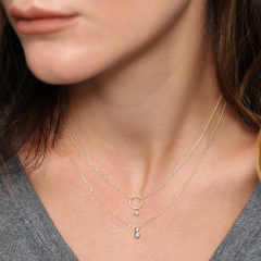 Sterling Silver Double Solitaire Floating Necklace for Her