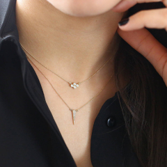 Sterling Silver Four Stone Cubic Zirconia Cluster Dainty Necklace