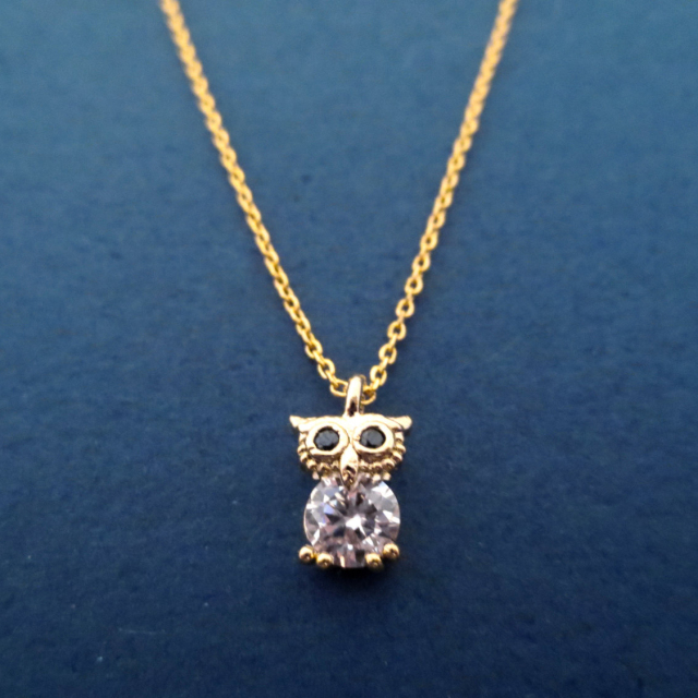Lovely Design Sterling Cubic Zirconia Owl Necklace for Girls
