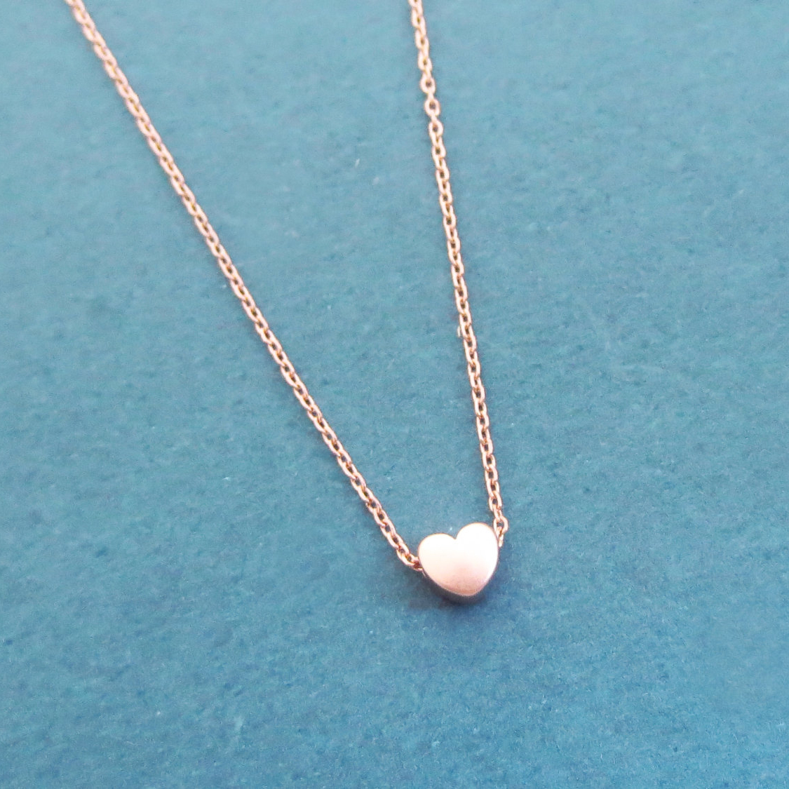 Cute Design Sterling Silver Rose Gold Mini Love Heart Necklace for Lovers
