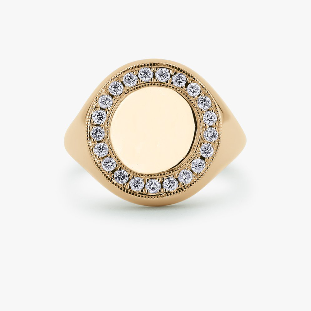 Sterling Silver Signet Ring Cubic Zirconia Monogram Ring