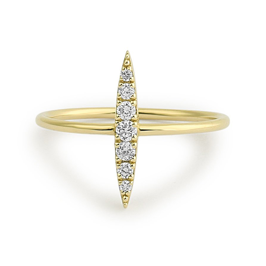 Dainty Elongated Micro Pave Stackable Bar Ring