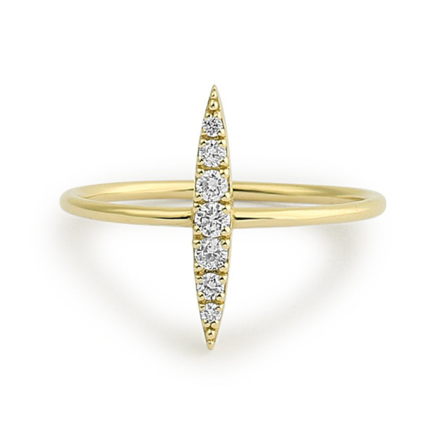 Dainty Elongated Micro Pave Stackable Bar Ring