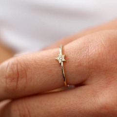 Sterling Silver Micro Pave Setting Cubic Zirconia Mini Star Stackable Ring