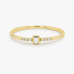 Fashion Sterling Silver Baguette Cubic Zirconia Thin Ring