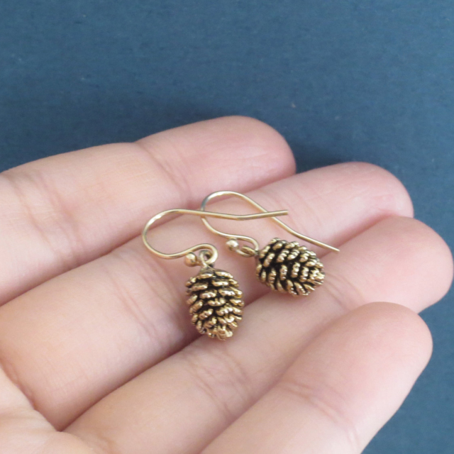 Sterling Silver Dainty Pinecone Hooks Earrings