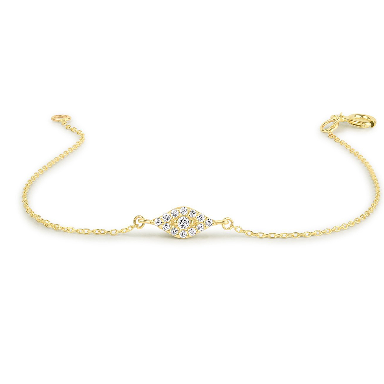 Sterling Silver Cubic Zirconia Good Luck Evil Eye Bracelet