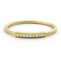 Sterling Silver Micro Pave Bar Thin Wedding Band Ring