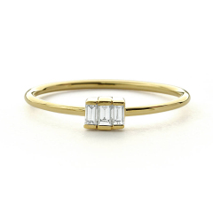 Sterling Silver Trio Baguette Cubic Zirconia Thin Ring Wholesale