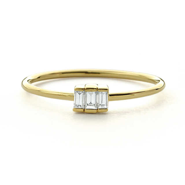 Sterling Silver Trio Baguette Cubic Zirconia Thin Ring Wholesale